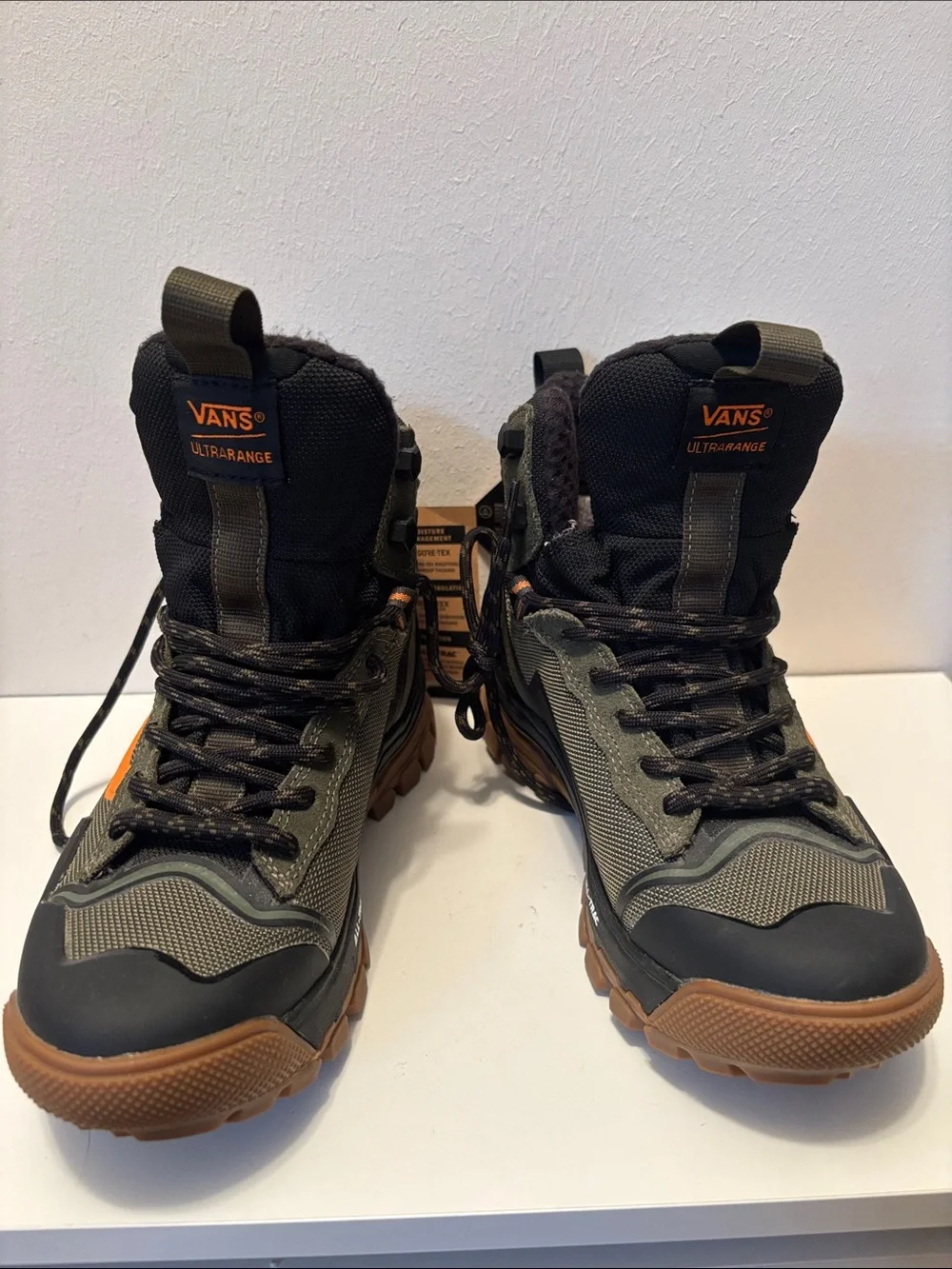 Vans Kids Olive Green and Orange Gore-Tex High-Top Boots ultra Range NWT